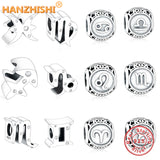 925 Sterling Silver Zodiac Beads Charms for Pan Charm Bracelet Jewelry