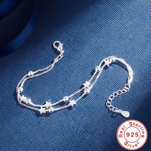 925 Sterling Silver Stars Bracelet Women's Wedding Jewelry