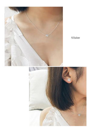 925 Silver Flower Pendant Necklace for Women - Elegant Floral Charm