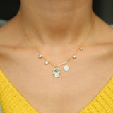 925 Silver Hamsa Hand Necklace CZ Fatima Hand Jewelry