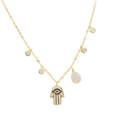 925 Silver Hamsa Hand Necklace CZ Fatima Hand Jewelry