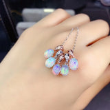 925 Silver Opal Round Charm Necklace for Women Choker Wedding Party Jewelry