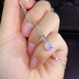 925 Silver Opal Round Charm Necklace for Women Choker Wedding Party Jewelry