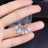 925 Silver Opal Round Charm Necklace for Women Choker Wedding Party Jewelry