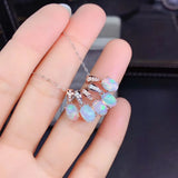 925 Silver Opal Round Charm Necklace for Women Choker Wedding Party Jewelry