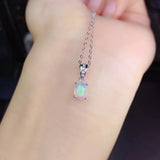 925 Silver Opal Round Charm Necklace for Women Choker Wedding Party Jewelry