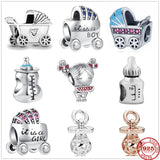 925 Silver Nipple Baby Carriage Pendant Charm for Bracelet DIY Jewelry