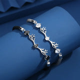 925 Silver Deer Zircon Bracelet for Women Party Wedding Christmas