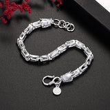 Sterling Silver Dragon Head Chain Bracelet for Men