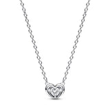 925 Silver Necklace Radiant Heart & Stone Pendant