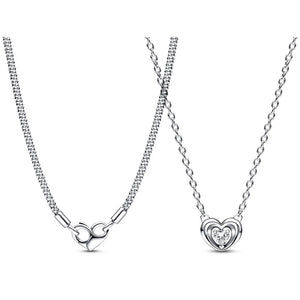 925 Silver Necklace Radiant Heart & Stone Pendant