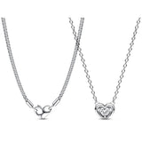 925 Silver Necklace Radiant Heart & Stone Pendant