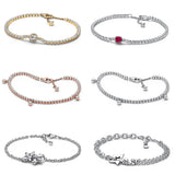 925 Sterling Silver Shooting Star Double Chain Bracelet with Red Tennis Bracelet