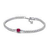 925 Sterling Silver Shooting Star Double Chain Bracelet with Red Tennis Bracelet