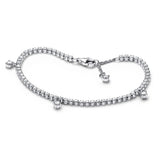 925 Sterling Silver Shooting Star Double Chain Bracelet with Red Tennis Bracelet