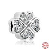 925 Silver Lucky Four Leaf Clover Charm Bead For Bracelet