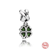 925 Silver Lucky Four Leaf Clover Charm Bead For Bracelet