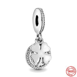 925 Silver Lucky Four Leaf Clover Charm Bead For Bracelet