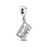 925 Silver Heart Cassette Charms for Bracelets DIY Jewelry