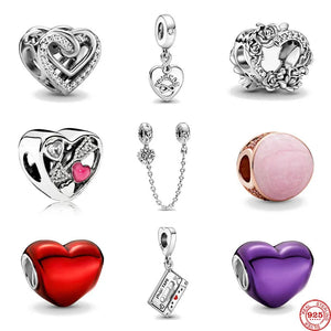 925 Silver Heart Cassette Charms for Bracelets DIY Jewelry