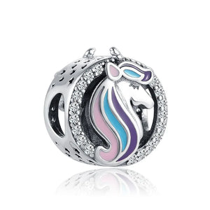 925 Silver Wolf Kitten Heels Bag Pendant Dangle DIY Bead