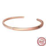 925 Silver Classic I-D Open Bracelet DIY Fit Charm For Women