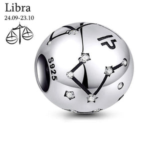 925 Silver Zodiac Beads for DIY Pendant Bracelet