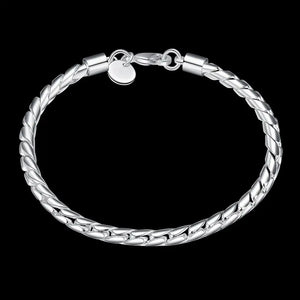 925 Silver Bracelets Charm 4MM Snake Chain Wedding Party Christmas Jewelry