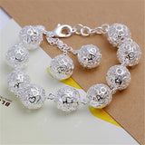 925 Silver Bracelets Wild Hollow Ball Chain Wedding Party Christmas Jewelry