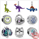 925 Silver Dino Pendant Mom Face Charm Bracelet DIY Jewelry