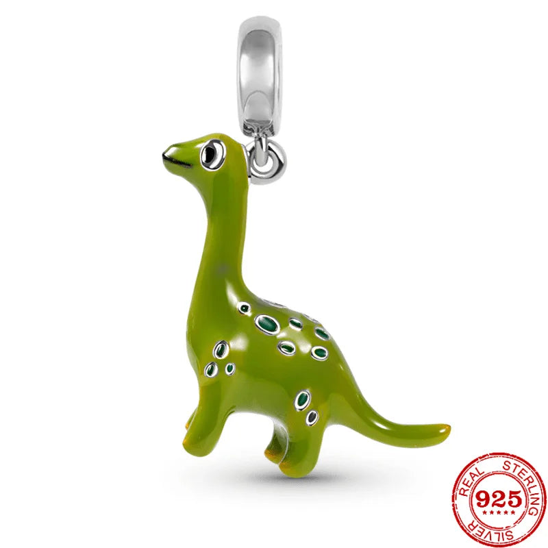 925 Silver Dino Pendant Mom Face Charm Bracelet DIY Jewelry