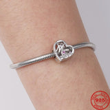 925 Silver Dino Pendant Mom Face Charm Bracelet DIY Jewelry