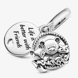 925 Silver Dream Catcher Bear Crown Bead for Charm Bracelet