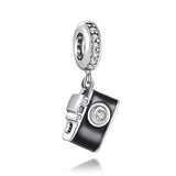 925 Sterling Silver Dumbbell Camera Pendant Charm Beads for Bracelet DIY