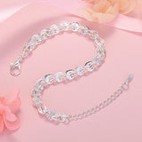 925 Silver Engraved Chain Bracelet Necklace Set