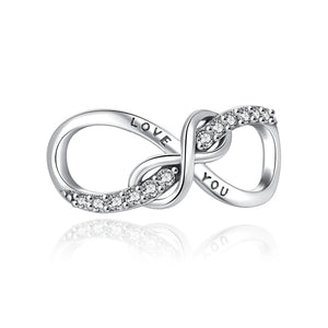 925 Sterling Silver Family Love You Pendant Bead for Bracelet DIY Jewelry