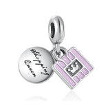925 Silver Pink Row Clip Charm Beads for Bracelet DIY Jewelry
