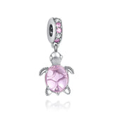 925 Silver Pink Row Clip Charm Beads for Bracelet DIY Jewelry