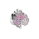 925 Silver Pink Row Clip Charm Beads for Bracelet DIY Jewelry