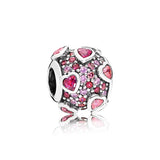 925 Silver Pink Zircon Charm Bead for Bracelet Pendant DIY Jewelry