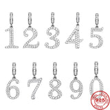 925 Silver Birthday Month Number Pendant Charm