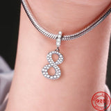 925 Silver Birthday Month Number Pendant Charm