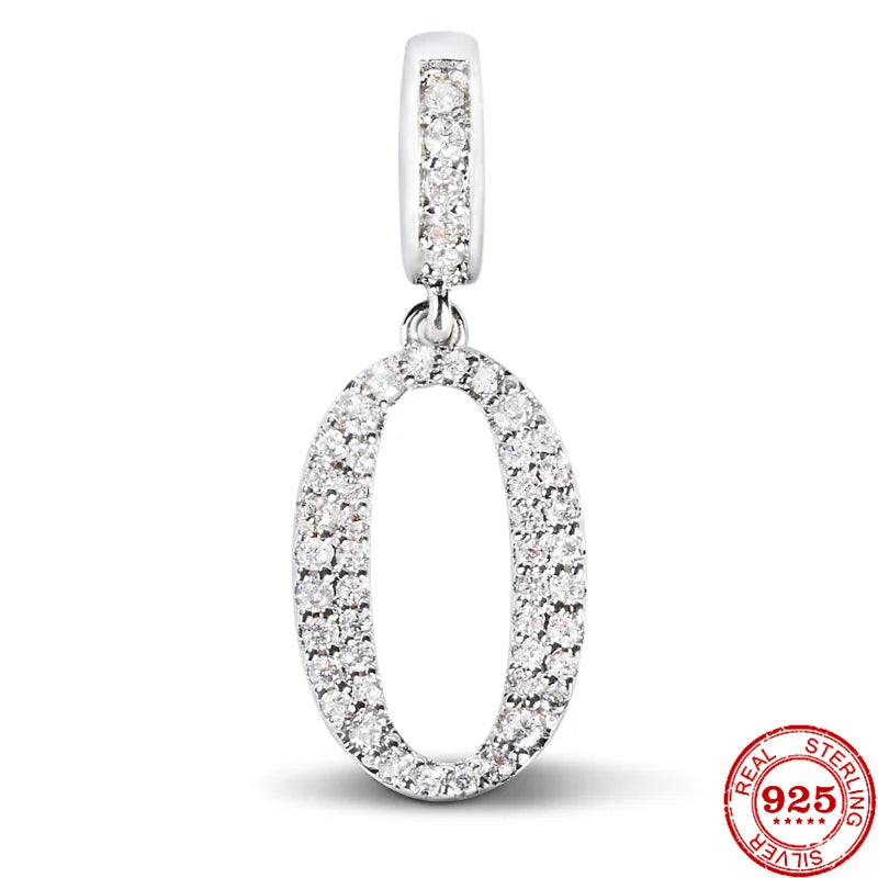 925 Silver Birthday Month Number Pendant Charm