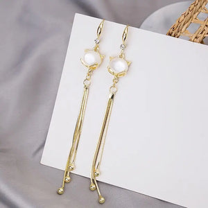 Sexy Cat's Eye Stone Fox Tassel Earrings