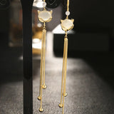 Sexy Cat's Eye Stone Fox Tassel Earrings
