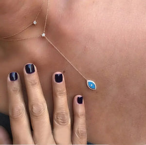 925 Silver Crystal Eye Pendant Choker Necklace for Women
