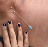 925 Silver Crystal Eye Pendant Choker Necklace for Women