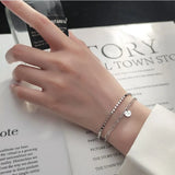 925 Silver Double Letter Discs Bracelet for Women