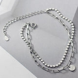 925 Silver Double Letter Discs Bracelet for Women