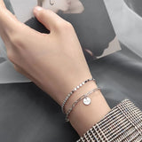 925 Silver Double Letter Discs Bracelet for Women
